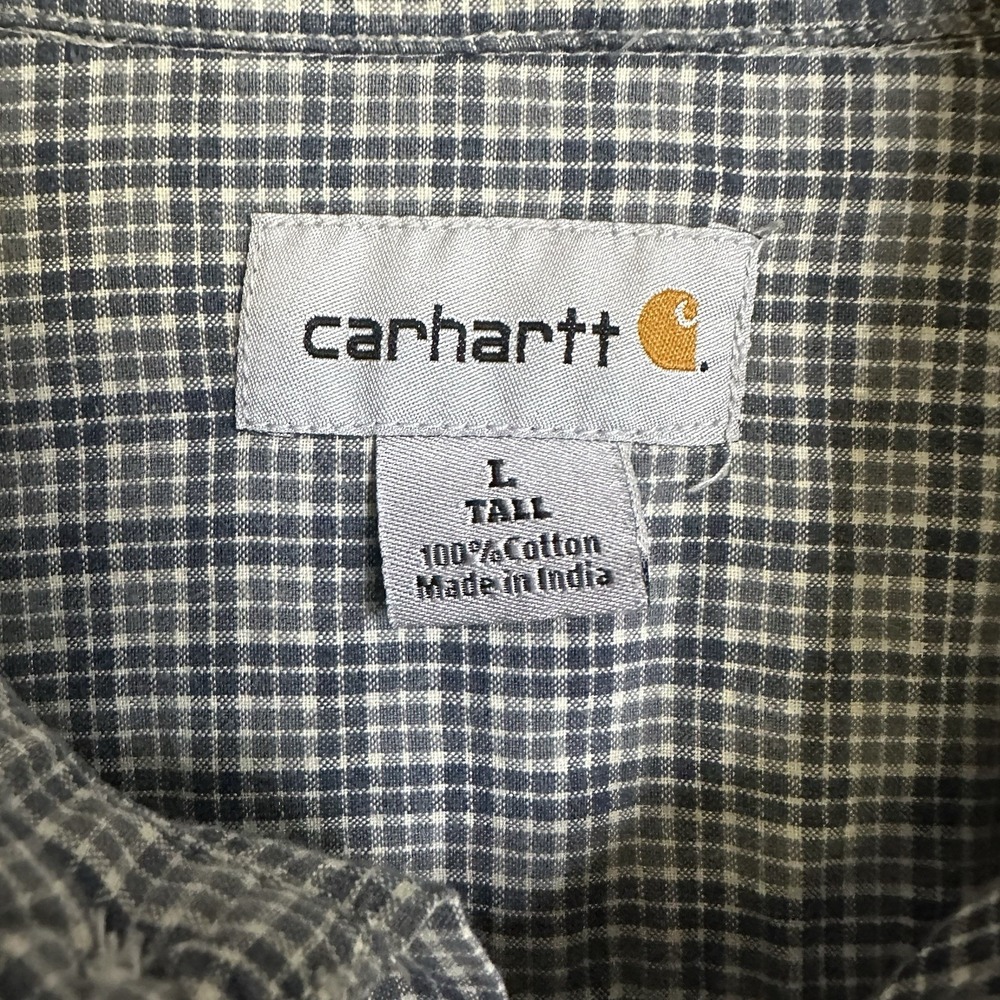 Carhartt Long Sleeve Button Down‎ Men's Size XL Tall Plaid Blue Workwear Casual - Picture 3 of 7